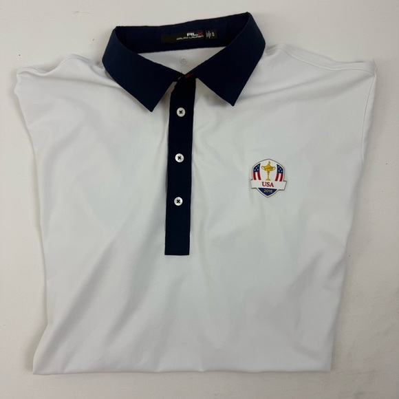 RLX Ralph Lauren Mens Ryder Cup Golf 2018 USA Flag Wicking Polo Shirt Size XL - Picture 1 of 11